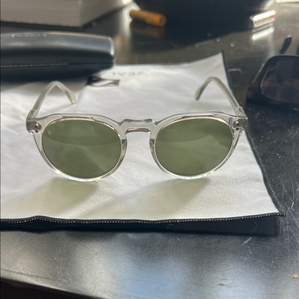 Clear Frame Sunglasses with Green Lenses